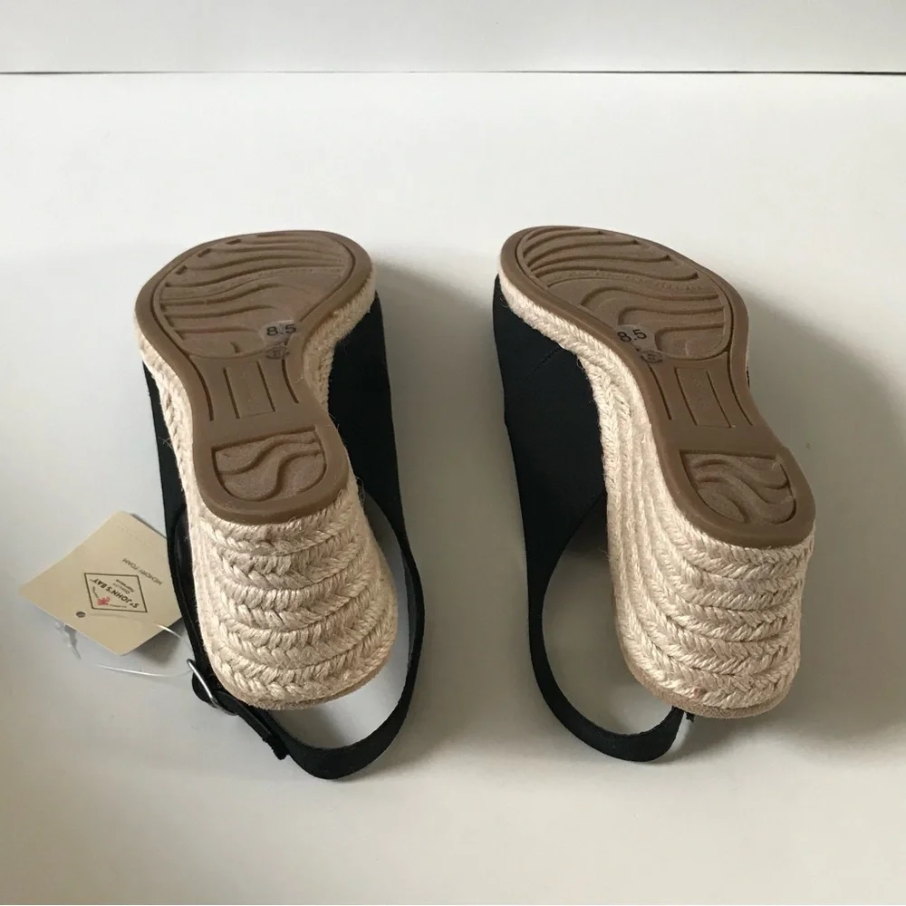 St. John's Bay Black Espadrille Wedges women’s size 8.5